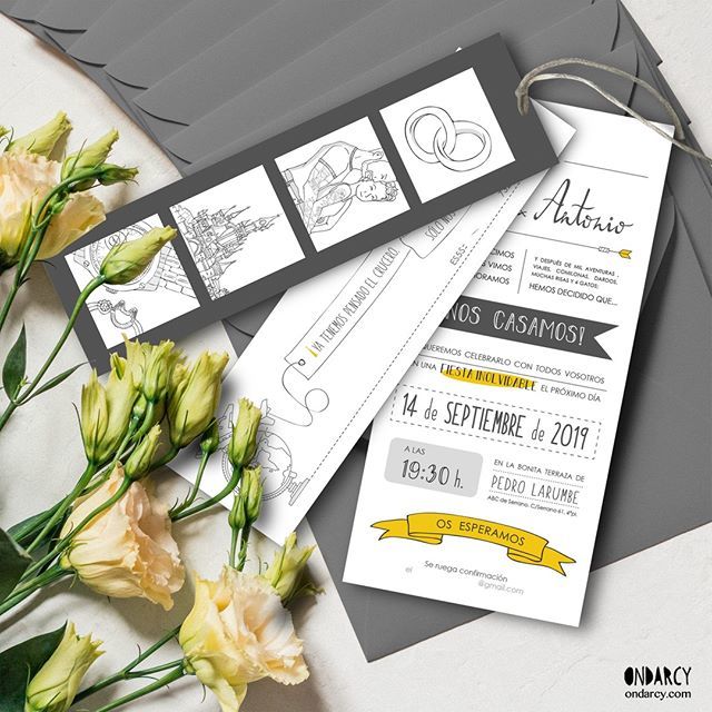 _ondarcy's tweet photo. ¡Hola a todos! Como anunciábamos ayer... hoy os traemos un nuevo diseño. Se trata de las invitaciones de boda de unos amigos de @ondarcy.⁠
Las invitaciones de boda que desarrollamos definen a la pareja que nos las encargan, por eso no tenemos un catá… https://t.co/26611jnoOI https://t.co/NcfZ0Y9viz