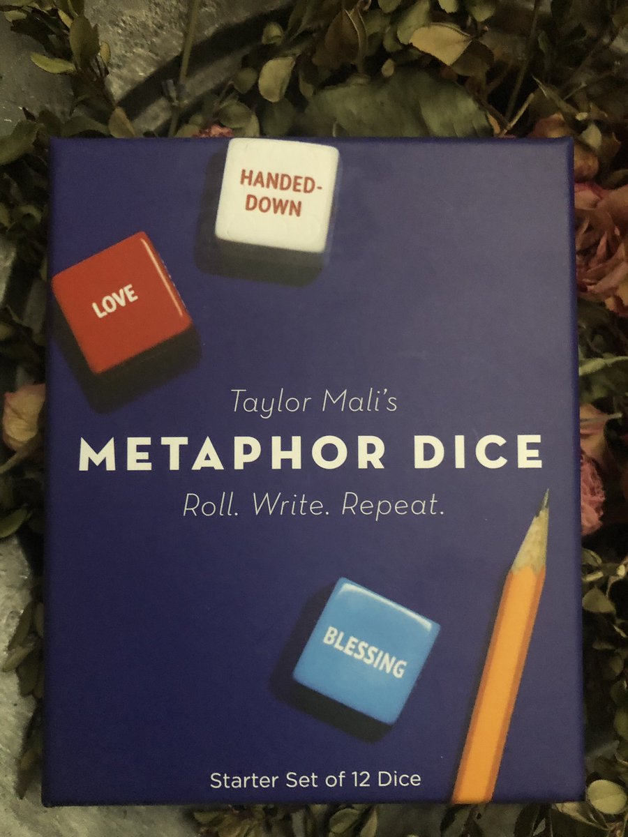 we played dice in class for days...they could define metaphor but were stumped when asked to write an example... so we used the dice to teach metaphor & they finally understood we used the phrases which is to say by which I mean thanks  @TaylorMali for creating these !