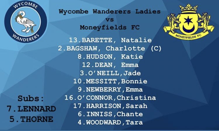 Starting XI for today’s league battle at @MoneysFCLadies