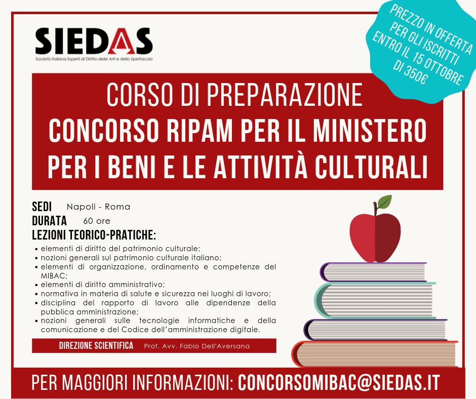 siedaspettacolo's tweet photo. Ecco a voi il #Corso #SIEDAS per il #ConcorsoMIBAC!

Per informazioni: concorsomibac@siedas.it. https://t.co/Y7t98UbyGO