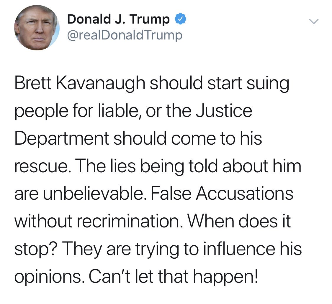 You can’t sue someone for liable because it’s called libel, you stable genius.