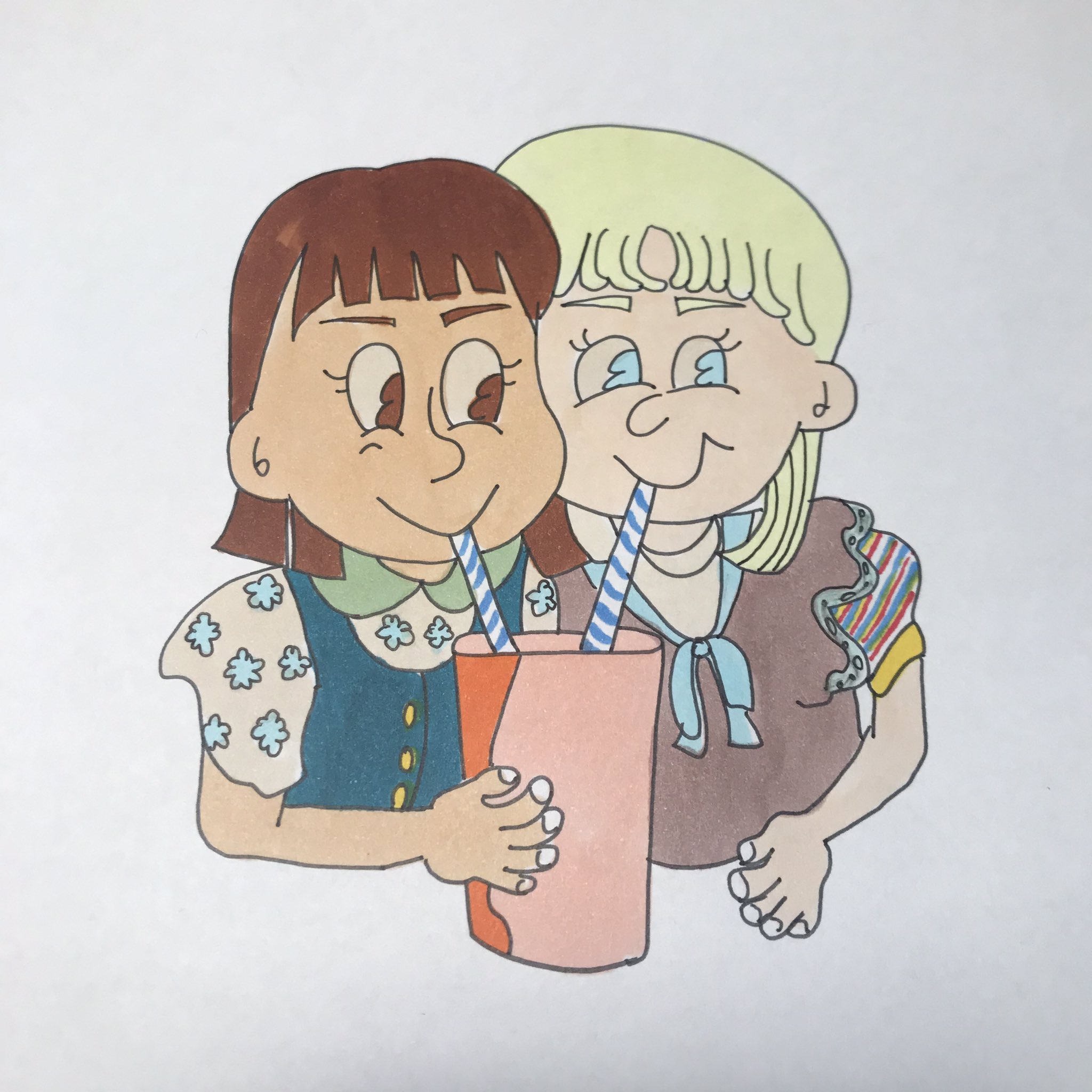 水曜日 アメリカンレトロgirl Sオレンジジュースを飲んでいる絵です 絵師さんと繋がりたい 絵描きさんと繋がりたい お絵かき好きさんと繋がりたい イラスト好きさんと繋がりたい コピック キャラクター イラスト アメリカン T Co