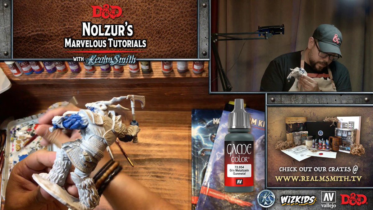 We're LIVE on twitch.tv/dnd with Nolzur's Marvelous Tutorials! Join as <a href="/realmsmithtv/">RealmSmith 🔜 D3atSea</a> paints <a href="/wizkidsgames/">WizKids</a> #DnD miniatures and bring all your mini painting questions to ask in chat!