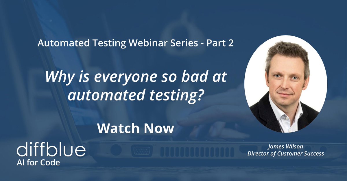 diffbluehq's tweet image. The second part of our three part #webinar series on automated testing is now available on @YouTube👩💻📘🧠Watch it here👉ow.ly/FpUJ50vrtwD 
#AIforCode #testing #AI #developers