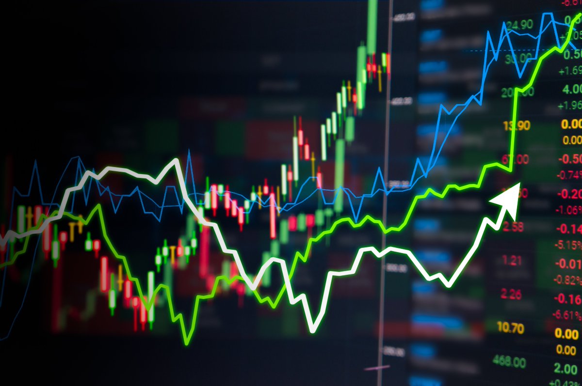 colorful graph of stock market performance. 