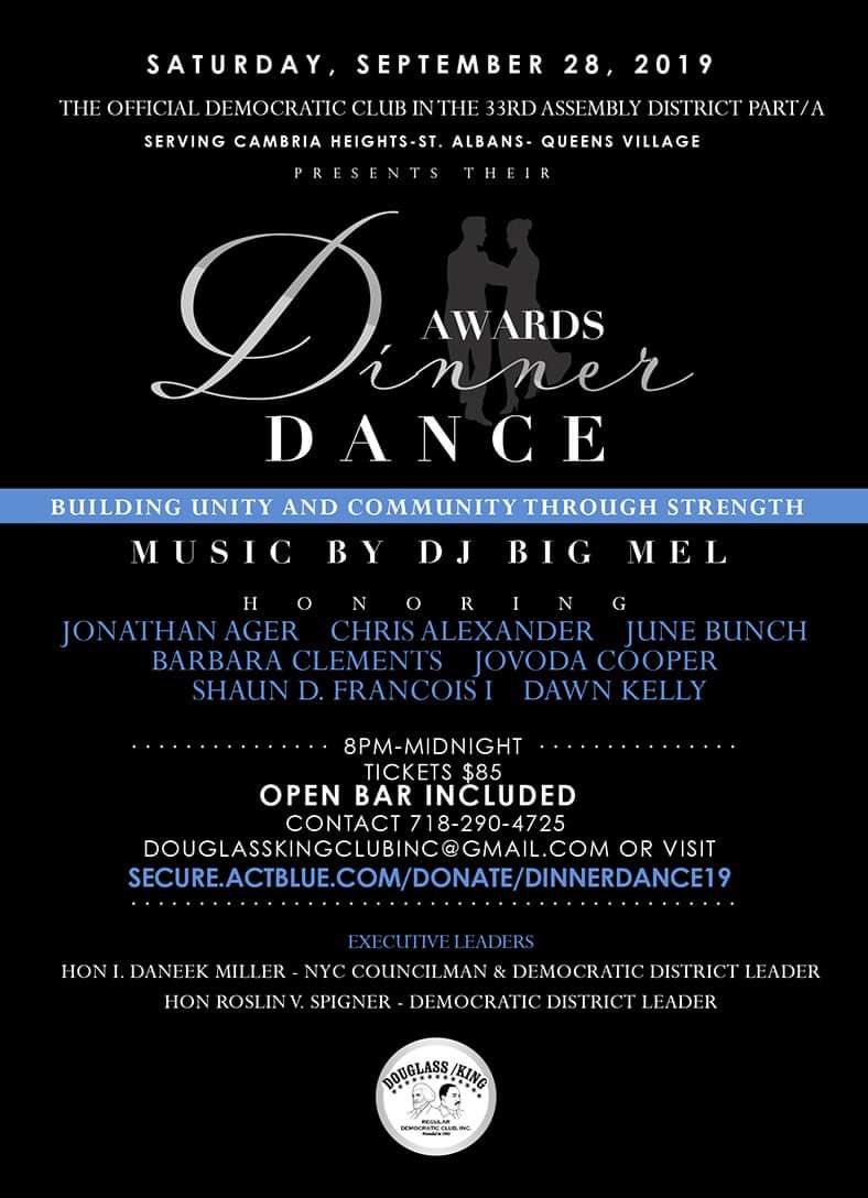 Mezikenyc's tweet photo. Join the #DouglassKing Regular #DemocraticClub of #SEQ #Queens on Saturday, September 28th, 2019 at #Thomasina’s Catering Hall as we recognize the accomplishments of area civic leaders. For tickets click: https://t.co/t0HqQlTLWv please share with your networks TY! https://t.co/iPjWzM3bD6
