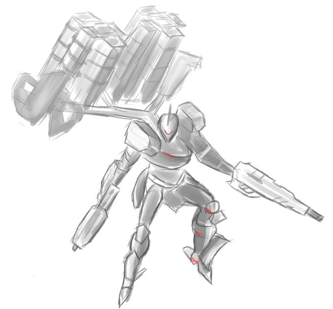 今使ってる機体落書き。明暗付ける練習もっとやりたいね 