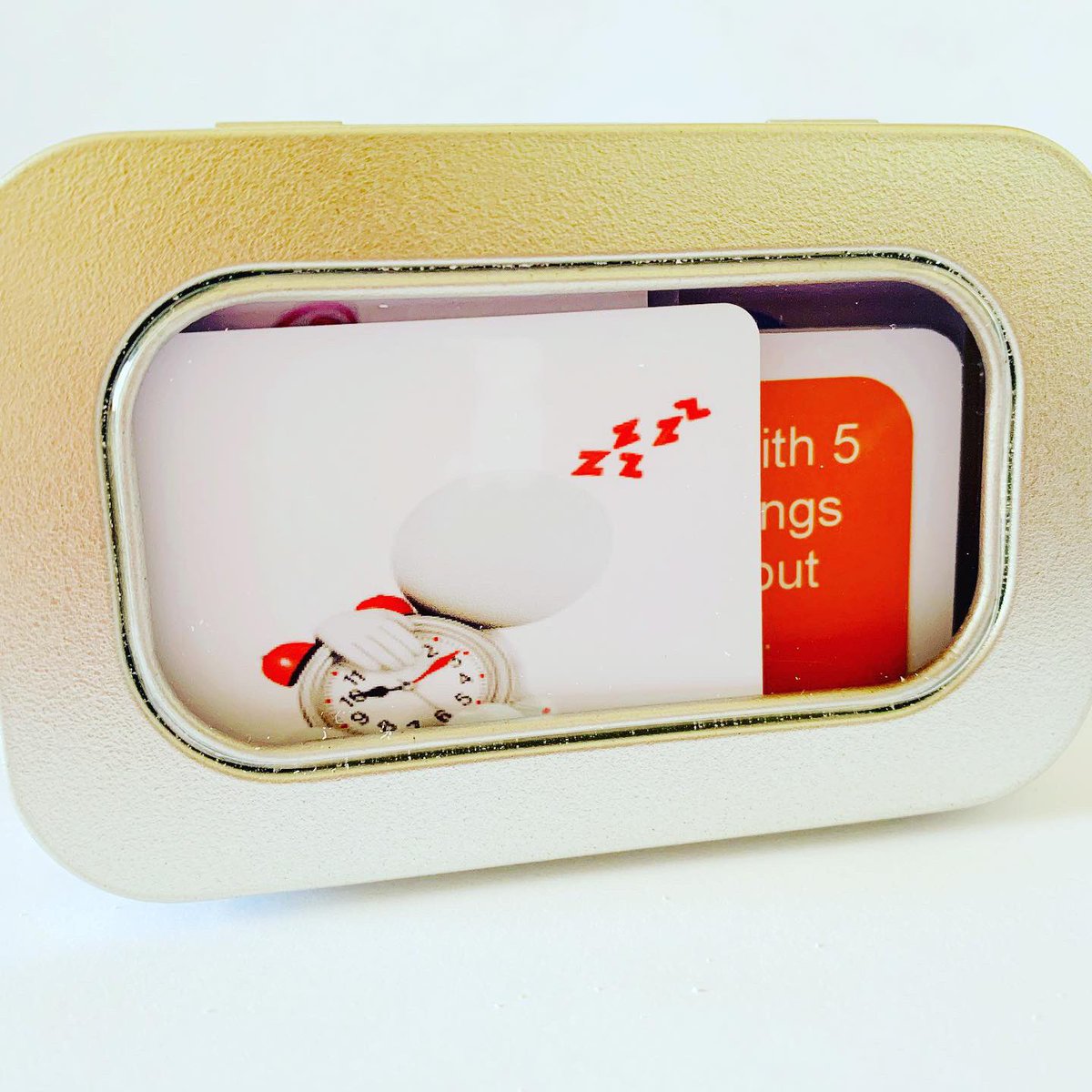 StrengthCards_'s tweet photo. Heads, A small mini tin of self-care tips left in your staff room may be all it needs to give someone a boost. Join as a member and get 10% off too! https://t.co/KCVmSIOocK #edutwitter #staffwellbeing @EdSupportUK #edsupportuk https://t.co/pLFXO1TrWh