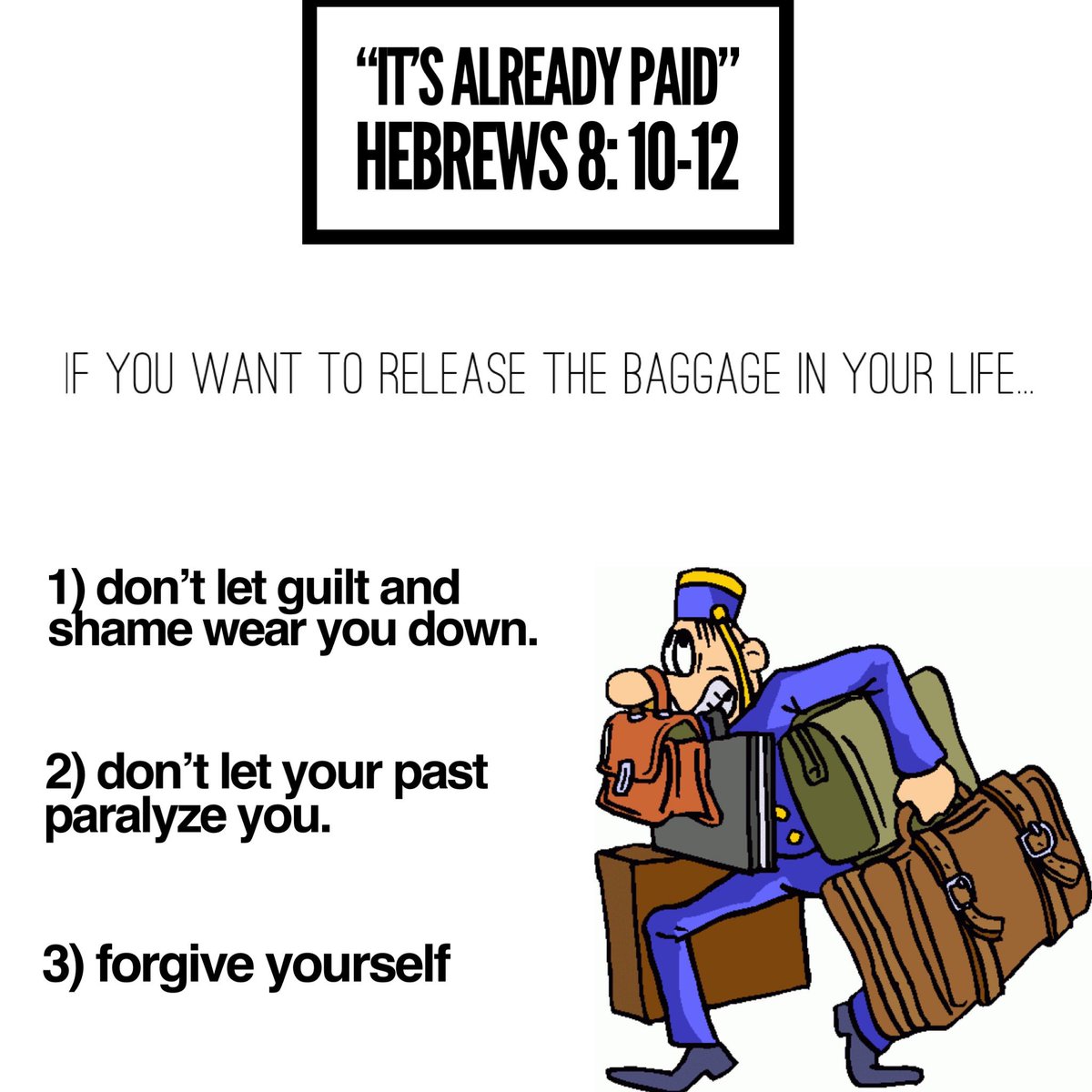 iamdelmancoates's tweet photo. Dont let baggage get the best of you #Guilt #Shame PackLight #LetGo #NoLonger https://t.co/wfzdZZT78L