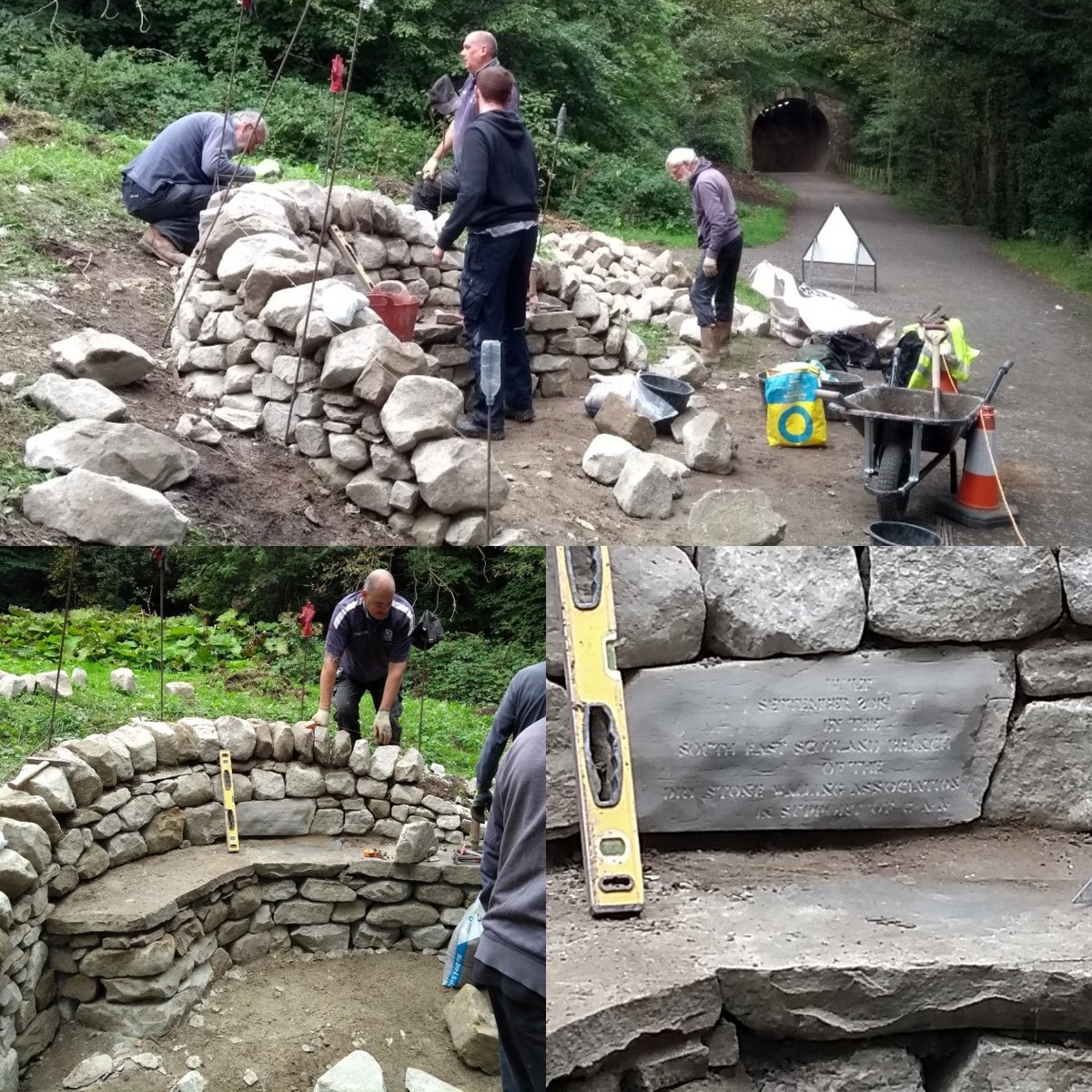 Nearly finished!  This superb drystone bench was commissioned by CAA, built by SE Scotland Dry Stone Walling Association and excavation was by Tiphereth’s Peregrines. That’s collaboration in action - and it’s a place to sit and recover if you’re blown away by the tunnel mural!