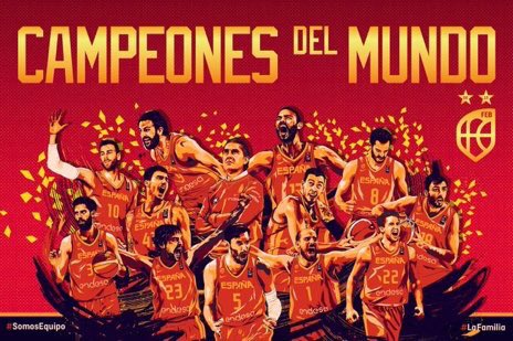 antoniosanz's tweet photo. #España , campeona del mundo de baloncesto!!! 🏀🏆 

Un equipo lleno de fuerza, con espíritu y un ejemplo para todos.

¡ENHORABUENA, CAMPEONES! 🇪🇸 

#FibaWorldCup2019
#SomosEquipo 
#Orgullo 
#Esfuerzo https://t.co/v7fOacuNBW