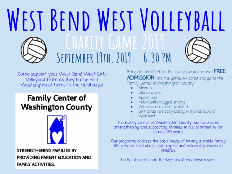 Come support Spartan Volleyball and the Family Center of Washington county on Thursday night!!!
