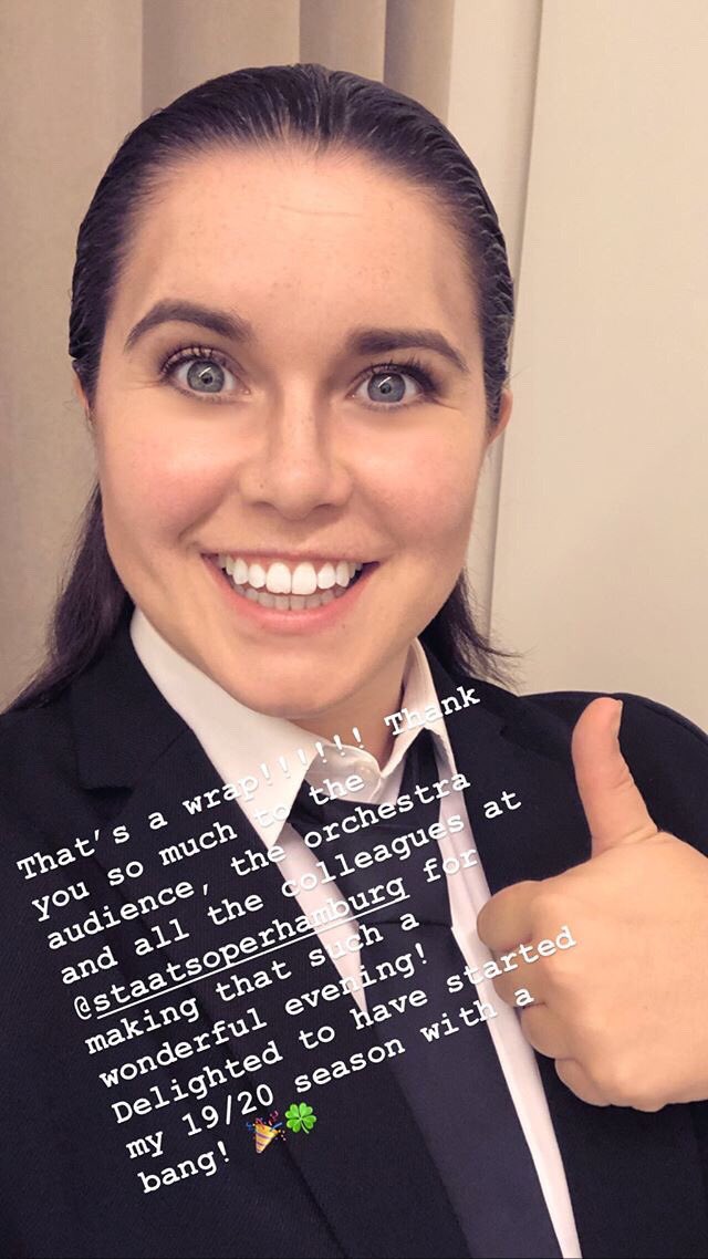 TaraErraught's tweet photo. Just a note of thanks to everyone at @staatsoperHH for their support for my jump in last night! What a way to open the 2019/2020 season ☘️🎉☘️🎉 #delighted #Erraught @irlembberlin https://t.co/pG0m7Wbp9m