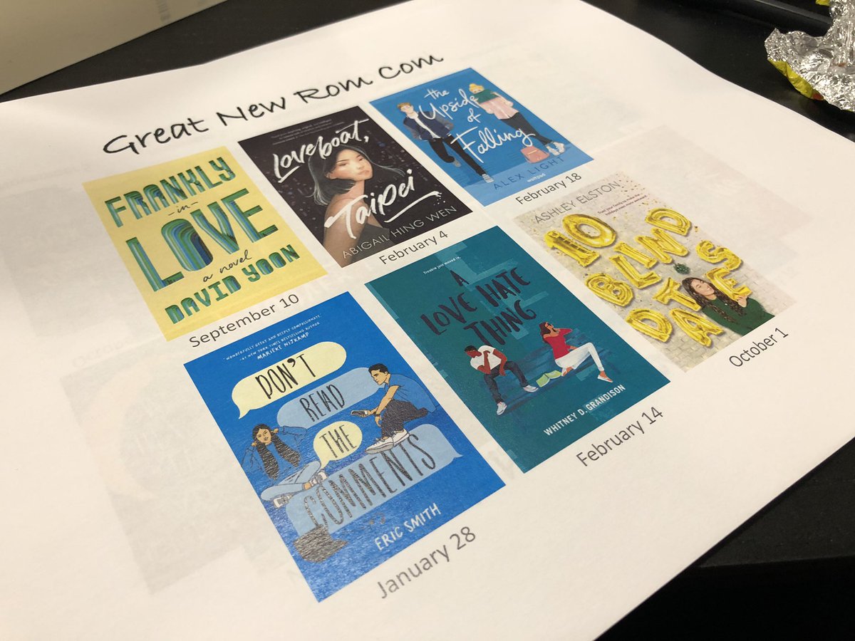 flavialately's tweet photo. YA #RomComs coming out! Hearing great things about #FranklyInLove! I’m very intrigued by #LoveboatTaipei #TheUpsideOfFallingDown #DontReadTheComments #ALovezhateThing and #10BlindDates! #IndigoYAPreview https://t.co/lpDfGU0rH0