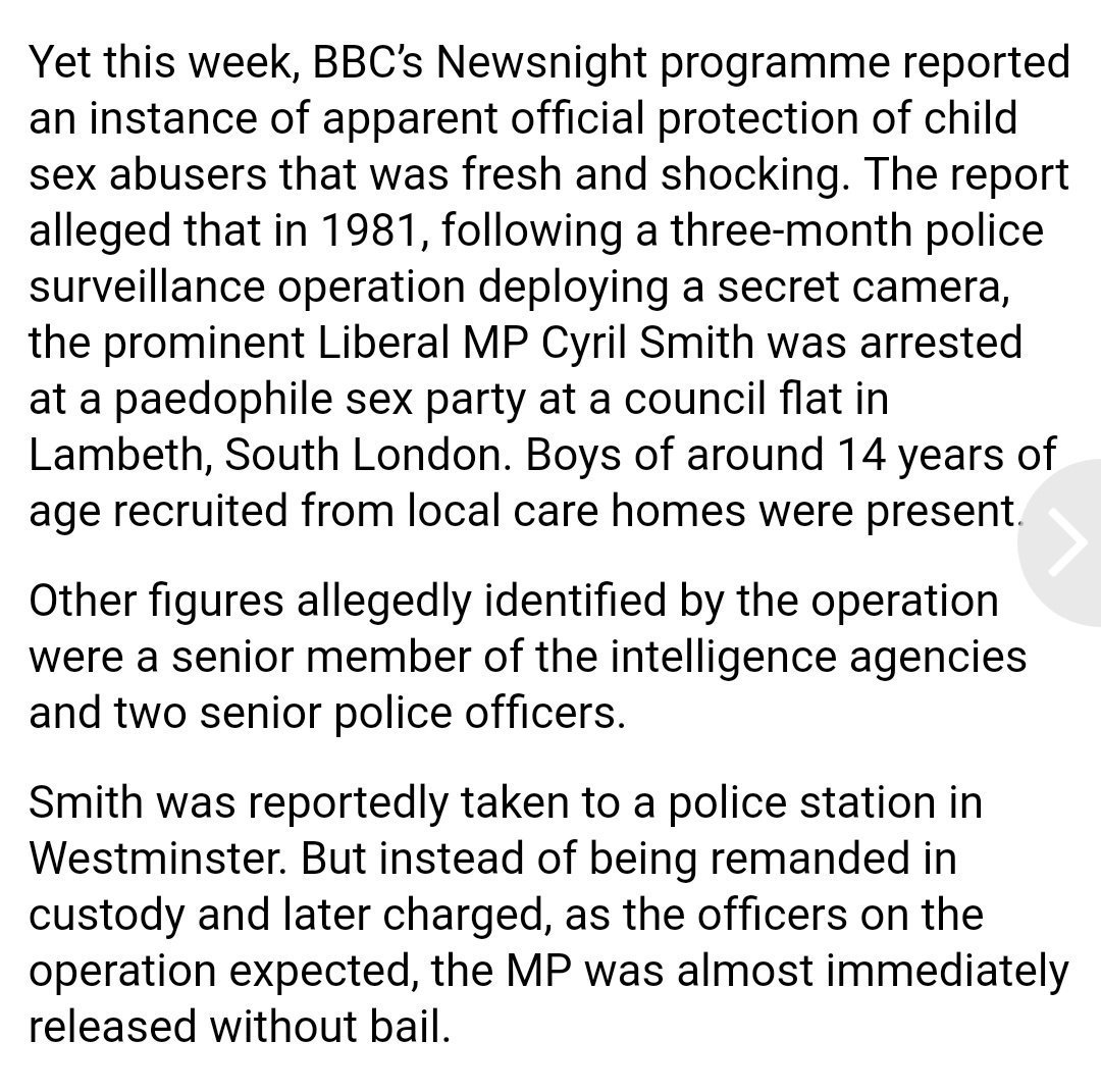 It is quoted that Mountbatten claimed to have got David McNee the job of Metropolitan Commissioner. McNee was involved with the Martin Allen case, the Grunwick dispute and the Deptford fire. It is also claimed he protected Cyril Smith who abused boys at a Lambeth flat in 1981.