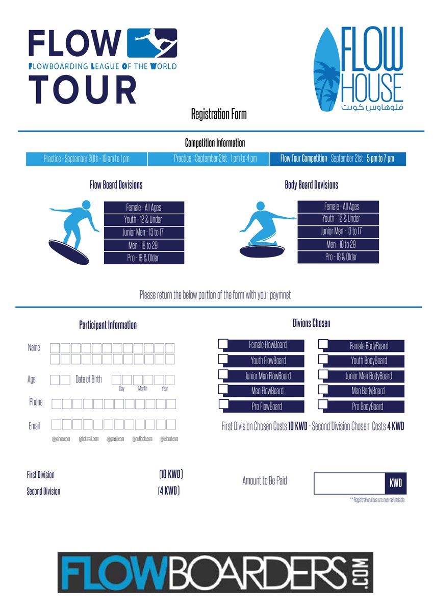 Flow Boarding League of the world l Middle East'19
Register Now!

             Saturday September 21st (5:00-7:00pm)
سجل الان
مسابقه ركوب الامواج العالميه | للشرق الاوسط ٢٠١٩