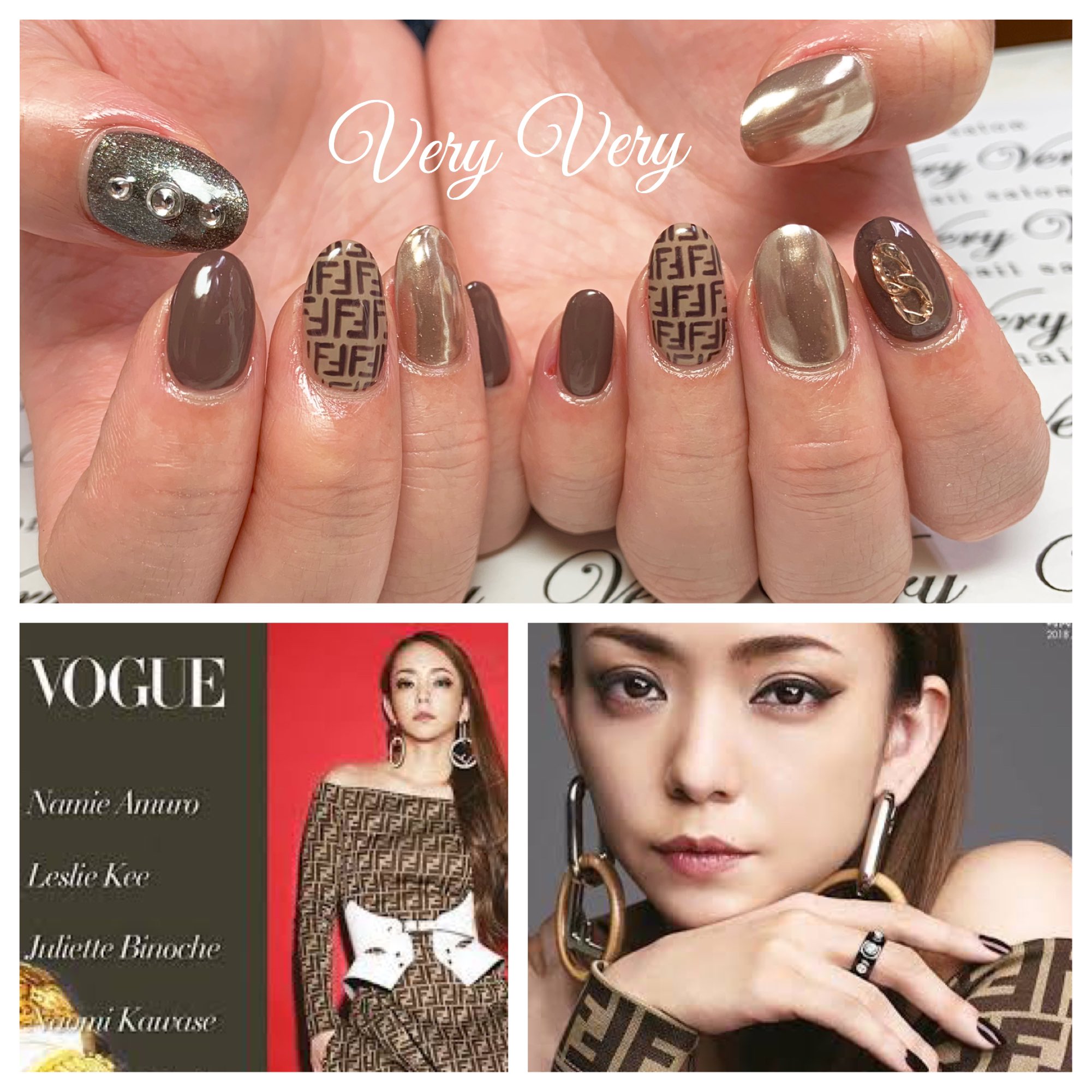 ネイルサロンveryvery 安室奈美恵 Fendi 手描きネイル 札幌 ネイルサロンベリーベリー ネイルサロンveryvery Fendiネイル ミラーネイル チェーンネイル イメージネイル 安室奈美恵ネイル 安室ちゃんネイル 安室ちゃん フェンディネイル