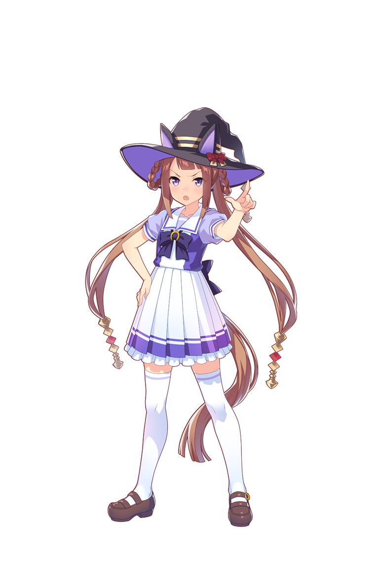 Sweep ToshoA horse girl who is a self-styled witch. She crosses her arms when she doesn’t get her way, and she’ll even stay that way for 30 minutes without moving. Her favorite anime is called “Mahou Shoujo Sweepy” and she’s always wanted to become a magical girl like Sweepy.