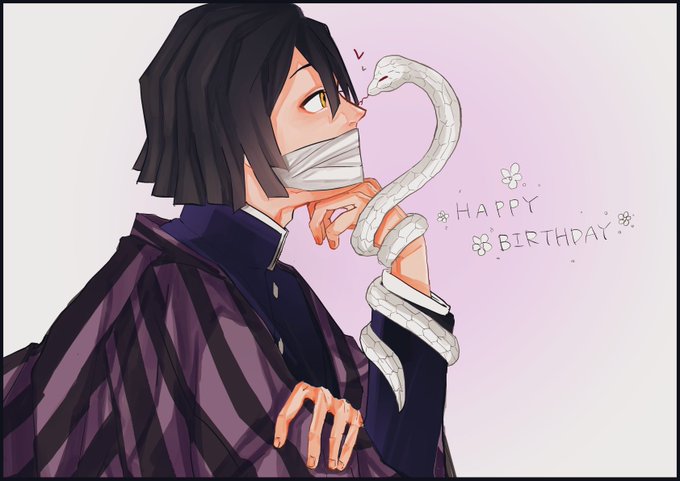 伊藤さんがTwitterに投稿した伊黒小芭内(鬼滅の刃)のイラスト。