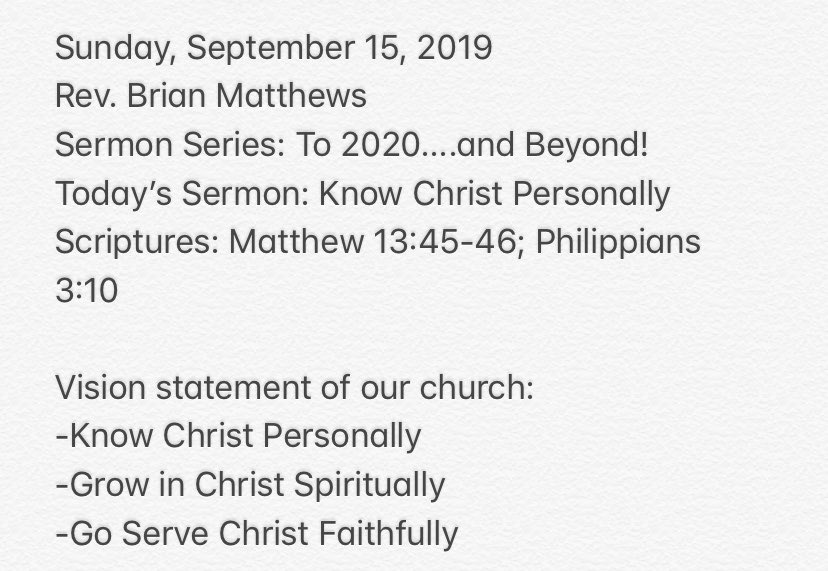 FUMCADA's tweet image. Sermon notes from @revbmat this morning. Have a great week!