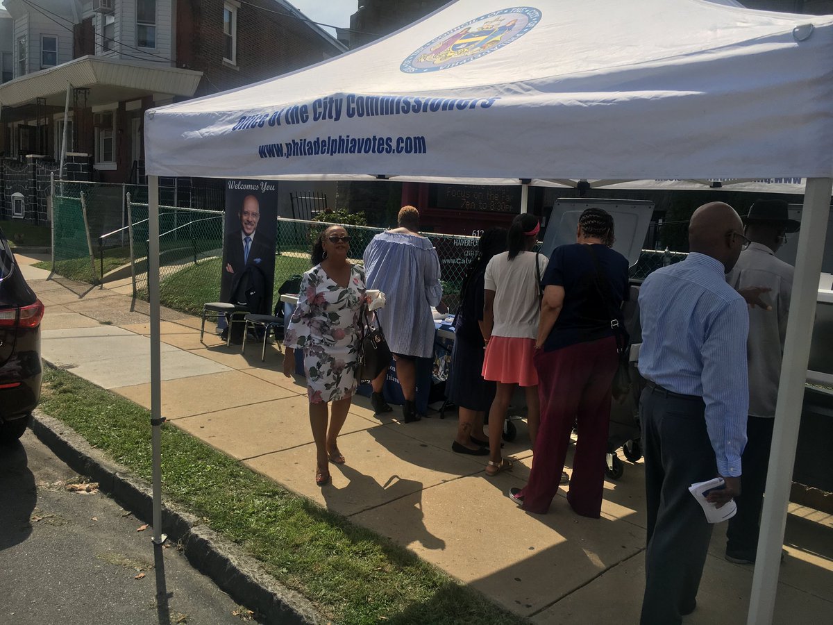 SenatorHughes's tweet photo. #SoulsToThePolls Sun. at @CalvaryPhilly Bapt. Ch. Teaching folks about the new voting machines.  Thanks to Commissioner Lisa Deely @DeeleyforPhilly &amp; the great staff at the Phila. Commissioners Office.  Thanks to Rev. Gittens @DrGarthGGittens for hosting! https://t.co/Lpk6If7S6i https://t.co/4JjnXrRRXQ