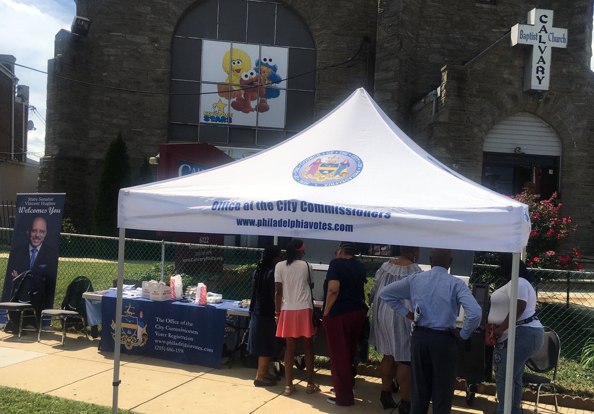 SenatorHughes's tweet photo. #SoulsToThePolls Sun. at @CalvaryPhilly Bapt. Ch. Teaching folks about the new voting machines.  Thanks to Commissioner Lisa Deely @DeeleyforPhilly &amp; the great staff at the Phila. Commissioners Office.  Thanks to Rev. Gittens @DrGarthGGittens for hosting! https://t.co/Lpk6If7S6i https://t.co/4JjnXrRRXQ