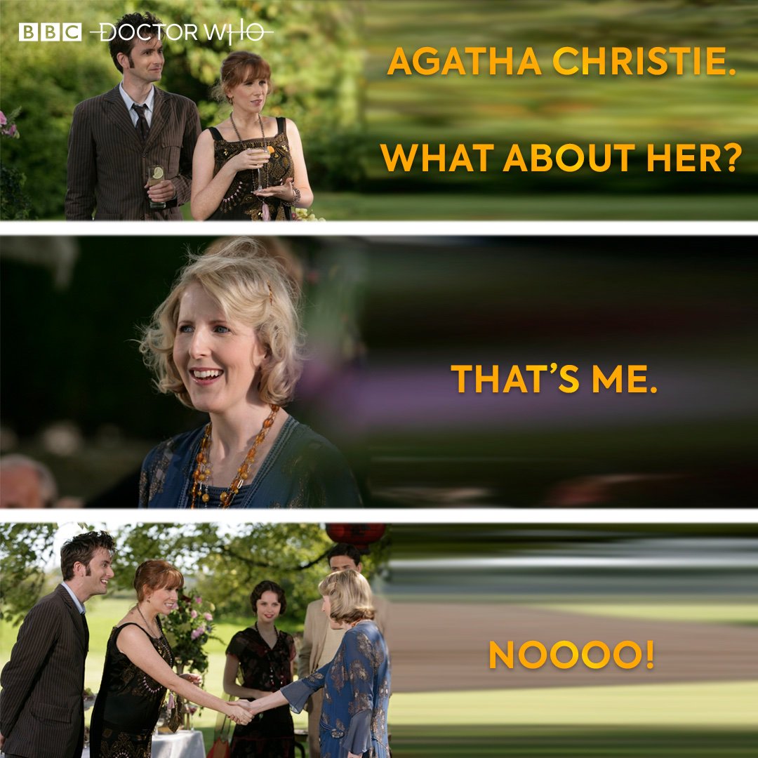 bbcdoctorwho's tweet photo. Remembering Agatha Christie who was born on this day 129 years ago 🦄🐝 #DoctorWho https://t.co/JoRXDtLOuW