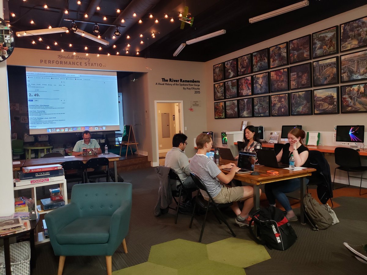 Great #codeinthedark prep event last night! Big thanks to everyone who came out, our wonderful volunteers, <a href="/inw_tech/">INT</a> for teaming up with us for this &amp; <a href="/SparkCentral509/">Spark Central</a> for hosting! See you all on Oct 5 for the main event!