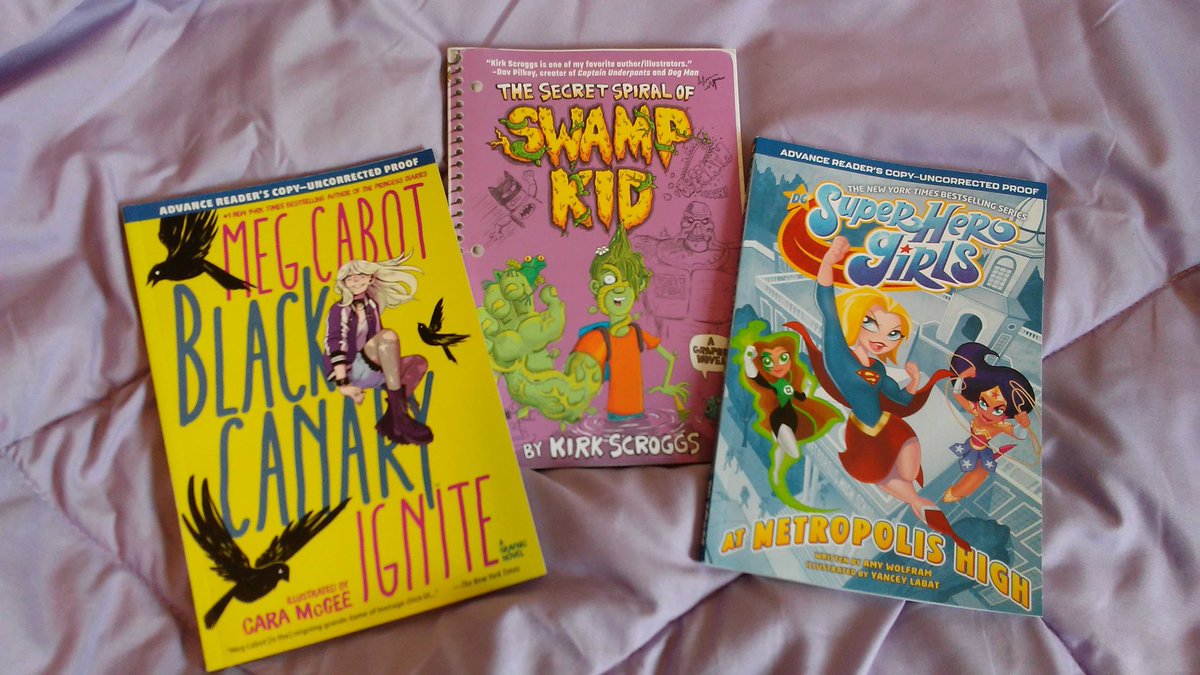 SarabethPollock's tweet photo. A little weekend reading, courtesy of @DCComics and #DCZoom

#SecretSpiralOfSwampKid by @KirkScroggs (10/1)

#DCSuperHeroGirls #AtMetropolisHigh by Amy Wolfram and Yancey Labat (10/15)

#BlackCanaryIgnite by @megcabot and @ohcararara (10/29) https://t.co/Et3xjpqmhP