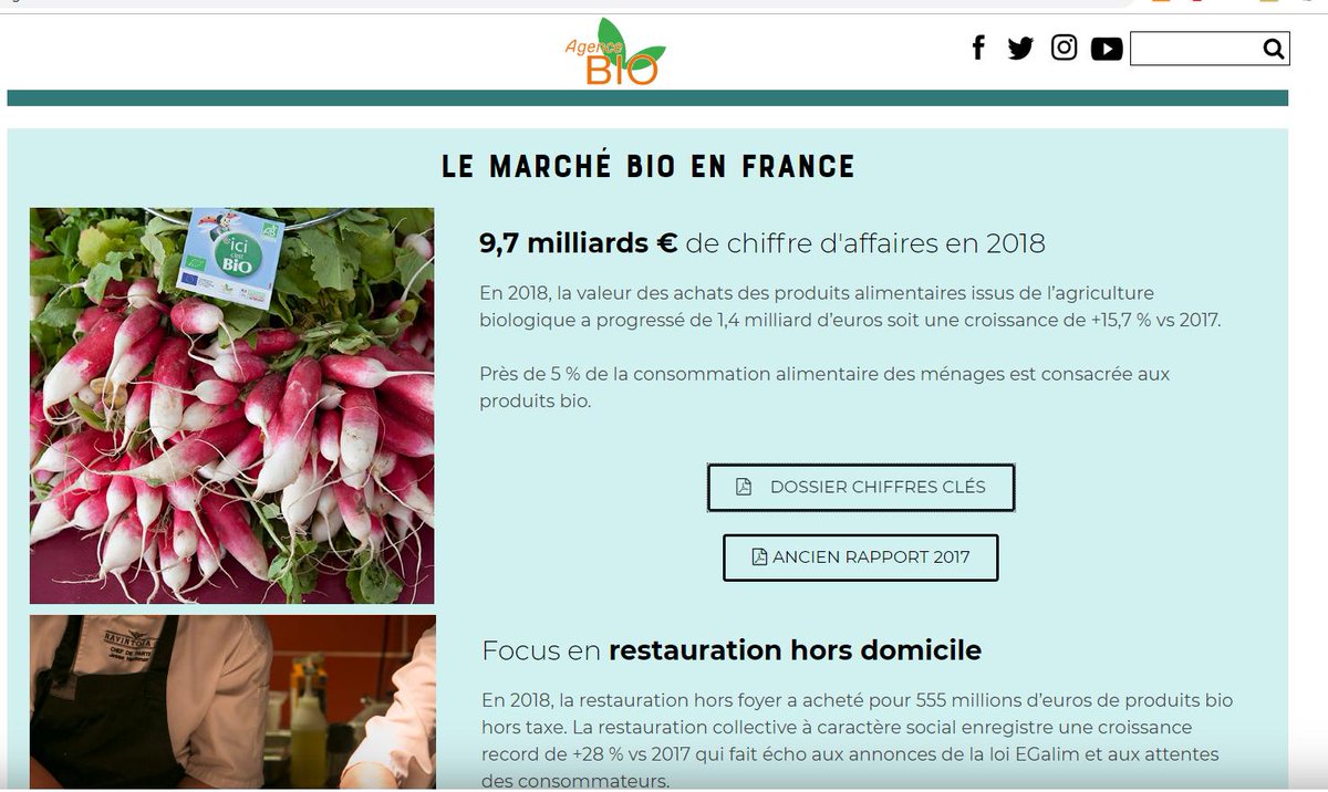 Le marché du BIO en France en 2018, c’est 9,7 milliards € en progression de 15% par rapport à 2017. Ce n'est plus un marché très spécialisé, à la marge comme il y a 10 ans. L’alimentation Bio ne cesse de prendre des parts de marché au « conventionnel ».