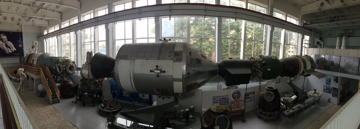 The last amazing exhibit is the full-scale mock-up of  #Soyuz and  #Apollo spacecrafts docked to each other as they did in orbit in July 1975.