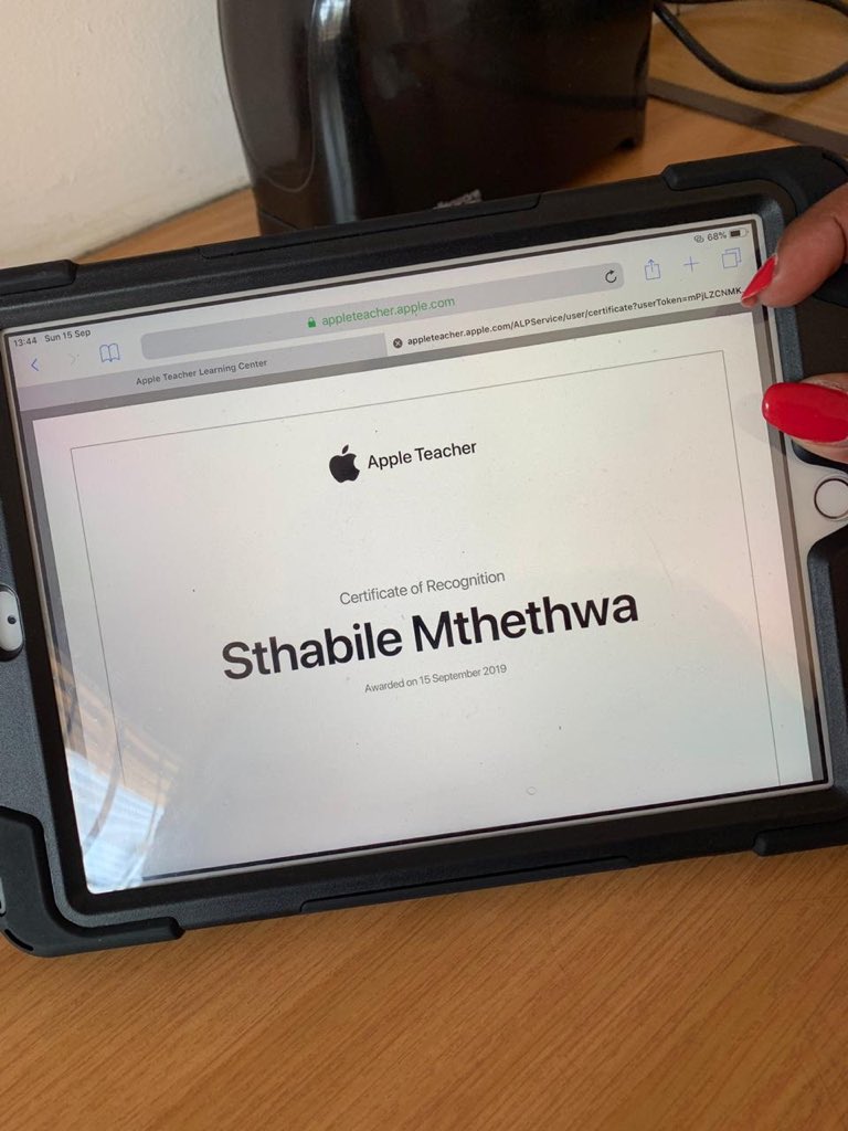 CarlswaldHouse's tweet photo. Wow Miss Mthethwa has only been part of the CHP family a week... what an achievement! 🍎❤️#appleteacher https://t.co/5GI58pmh2c