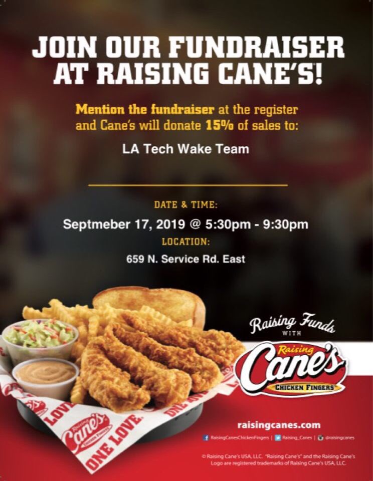 latechwake's tweet photo. Tuesday!! Eat Cane’s!! Support wake team!! https://t.co/ejSGTFUfA6