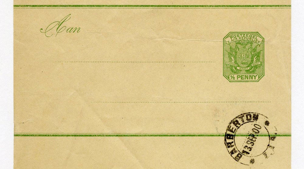 During the Boer War, on 13 September 1900, the British Forces occupied Barberton. This postal stationery newspaper wrapper has a CTO postmark dated 13 September 1900.

see Transvaal Postal Stationery Newspaper Wrappers during the Boer War period
stampdomain.com/newswrapper/tr…