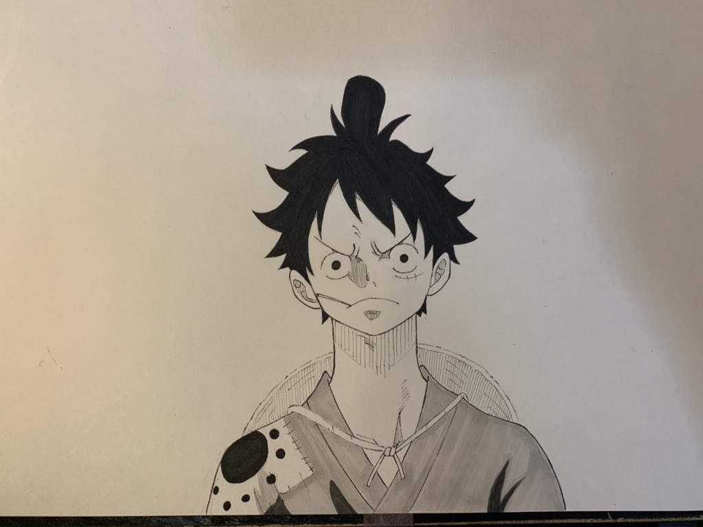 Halu 今回はモノクロで ワンピース ワノ国 ルフィ太郎 模写 Halu 今回はモノクロで ワンピース ワノ国 ルフィ太郎 模写