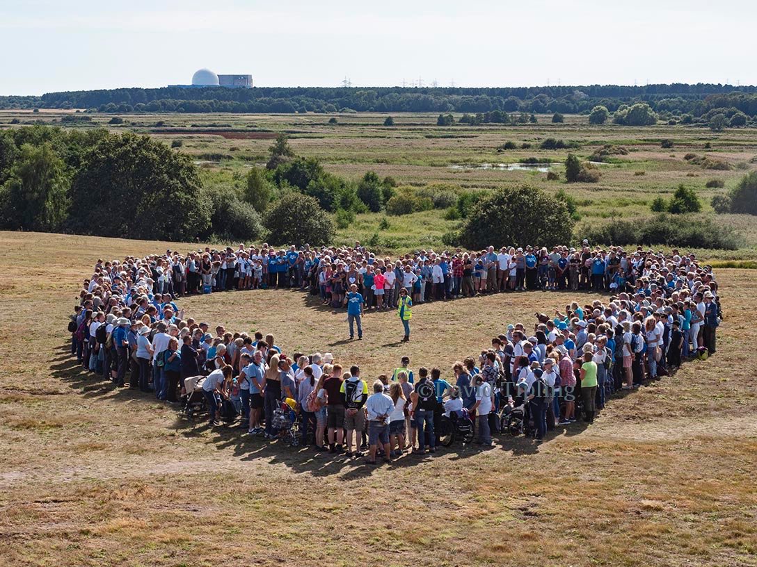 Great day at the Love Minsmere Festival with 1000 people making a heart on Whin Hill.  Taken using my 18 metre pole with an Olympus EM1 Mk2 on top #LoveMinsmere