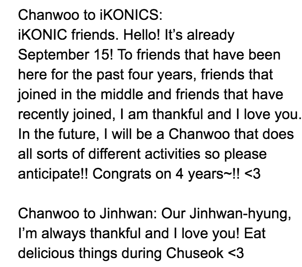 iKONChile's tweet photo. 『🌹 4TO Aniversario iKON #4everWith7KON🌹』
. 
🌹Traducciones gracias a iKON A publicadas en Konic Zone
.#iKON #아이콘 #StrongForHanbin  #Hanbin #BI #Bobby #Chanwoo #Junhoe #Jimhwan #Donghyuk #Yunhyeong #Dk #Song #June #Jay #Chan
Chanwoo
🌹🌹🌹
🌹Cr: Twitter 
🌹[iKON CHILE] https://t.co/SzQll6aD8C