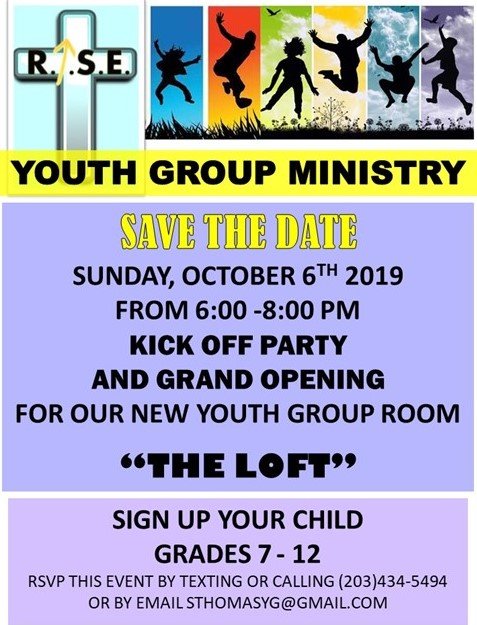 StThomasNorwalk's tweet photo. St. Thomas Youth Group Rise, will have an open house for "the loft youth group" on October 6th - for more info contact sthomasyg@gmail.com #youthgroup #young #fellowship #together #Rise #familymass #churchfamily @norwalk @StThomasNorwalk #joinus #volunteer https://t.co/nwMnzVzbpp