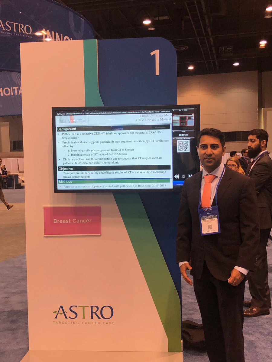 Presenting at the #ASTRO19 Breast Cancer Poster Viewing QA on safety & efficacy of #radiotherapy w/ palbociclib

Preclinical evidence suggests synergy w/ this #RTdrugcombo, but concern over possible toxicity

We found this combo was safe!

Manuscript Link: bit.ly/2lVeGoE