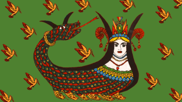 SHAHMARAN (Persian: شاهماران // Also known as Sapa dē Shaha' in Punjabi):The name literally translates to 'Shah (King) of Snakes'. According to the legend, Shahmaran is a creature whose head is a beautiful woman, the bottom is a snake, and lives in the land of the snakes -