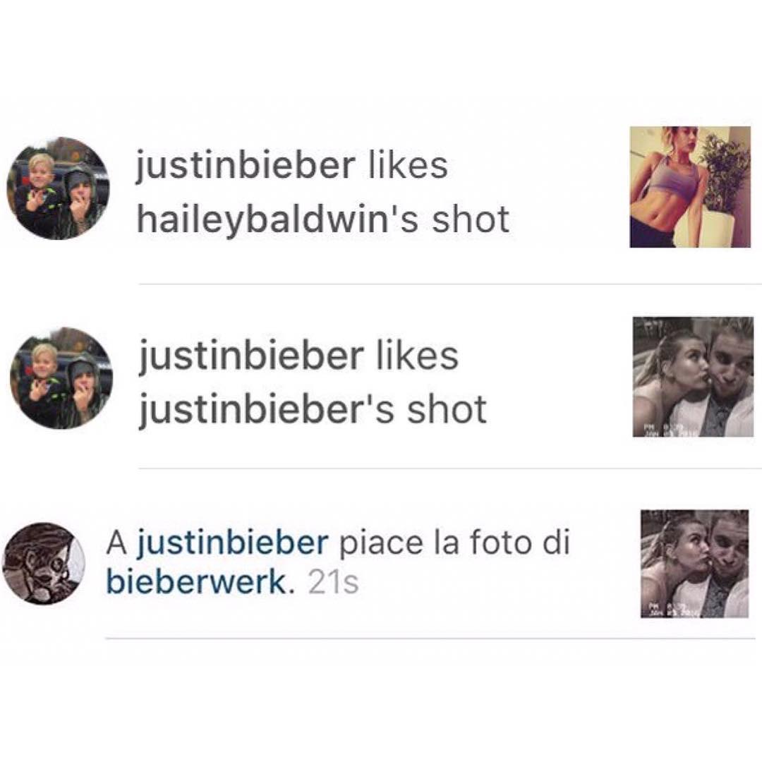 January, 2016: Justin liking Hailey and Jailey's photos 