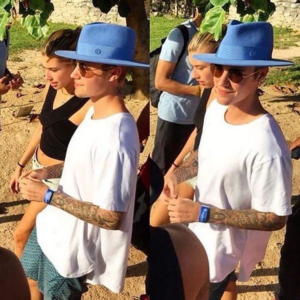 January 7, 2016: Hailey and Justin out in Playa del Carmen, Mexico.