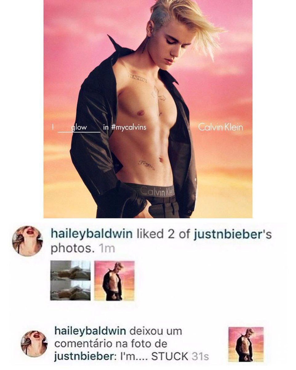 January 27, 2016: Hailey being obsessed with Justin's photoshoot for Calvin Klein.