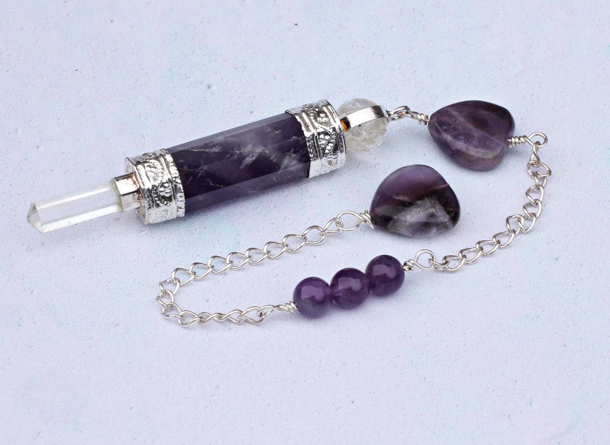 seawitchscavern's tweet photo. Amethyst crystal pendulum for dowsing and divination. Made with a 3 part amethyst quartz pendulum with a handmade beaded chain. https://t.co/k6XpF9Bu5u #dowsingpendulum amethystheart dowser gemstone
#craftbuzz https://t.co/8ZA0b4ejEg