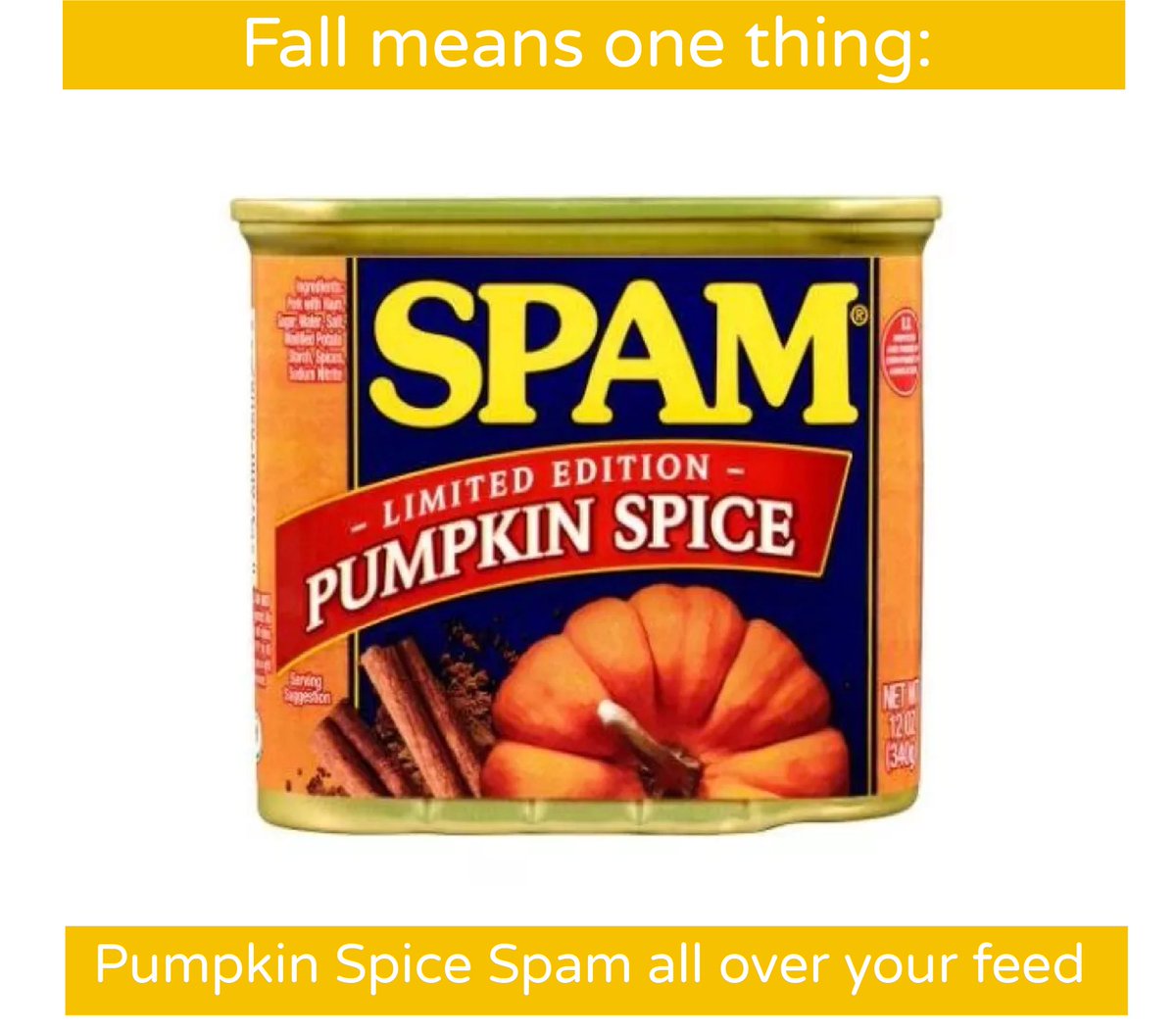 bonmo_co's tweet photo. Are you tired of all the #PumpkinSpice Spam on your Twitter feed? We sure are. #SundayFunday #Fallfails https://t.co/A2vh34GOCp
