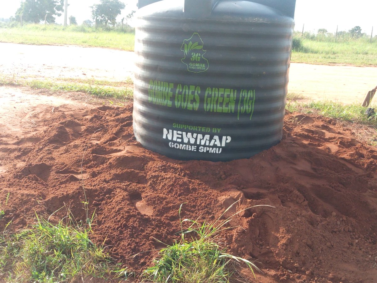 GombeGoesGreen's tweet photo. Today we installed water tanks at Gombe International Airport to cater for watering of trees planted. 3G @GombeGoesGreen everywhere you go. Thank you @GovernorInuwa. 
@AminaJMohammed @sharon_ikeazor @OfficialGmsg @NEWMAP_NIGERIA @FMEnvng @tasiugombe @theGEF @JEnvironmentNG https://t.co/O2b4BZyd8g