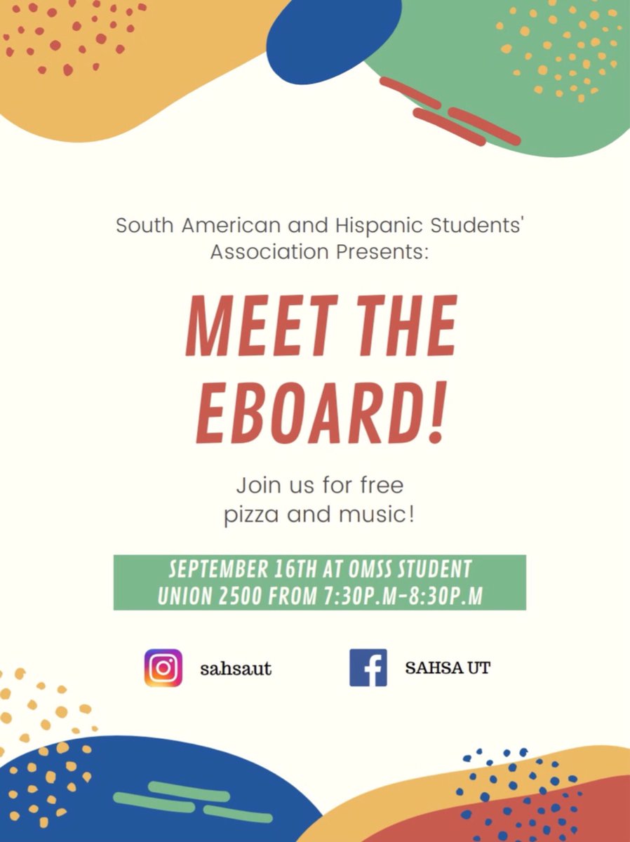 SAHSA is having their first meeting of the semester! Come out and meet the E-Board. Come and enjoy Pizza 🍕 games, &amp; music! It will take place in the Office of Multicultural Student Success (Student Union 2500) See you there!