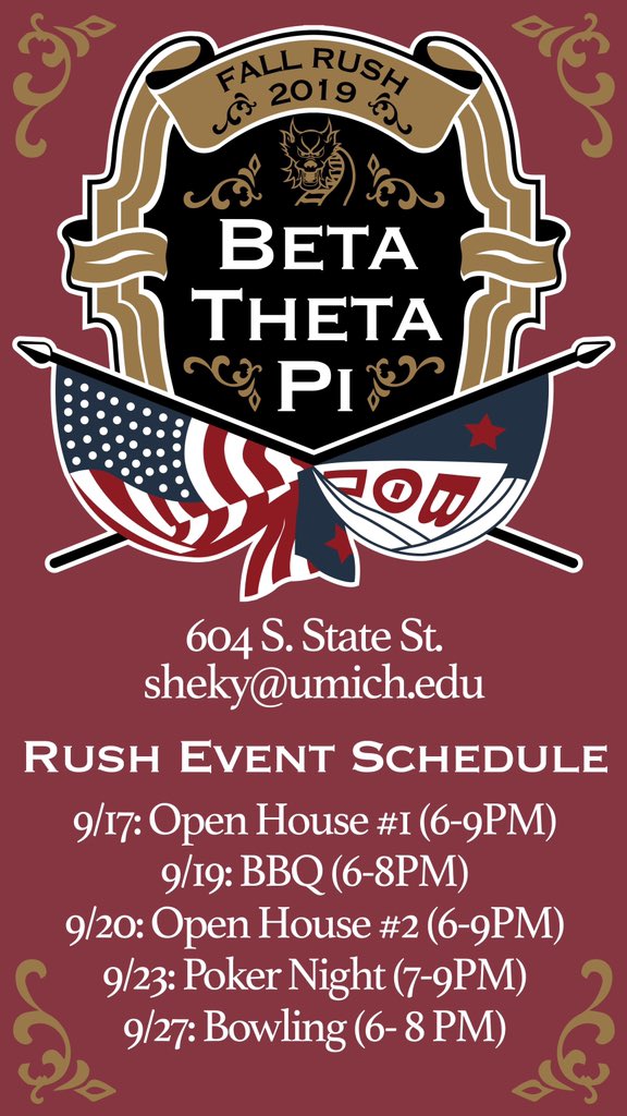 Michigan IFC Rush starts this week! Stop by and meet the brothers of Beta and learn about joining our fraternity! #GoBlueGoBeta 〽️