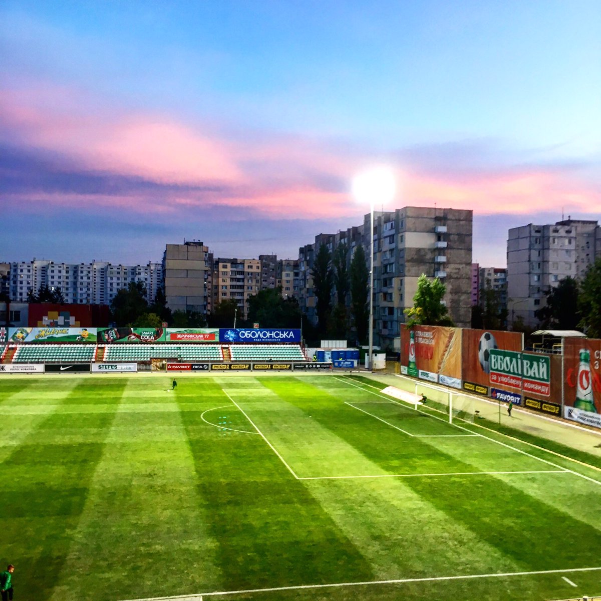 MarcusClayson's tweet photo. Ukranium football double header Part 2. Kilos Kovalivki v Lviv. Admission £0.66 and a quid a pint #bargain #Ukraine #kiev #premierleague #obolonarena https://t.co/mS2Ekfn3Mq