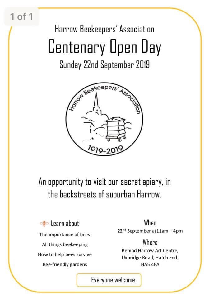 As part of celebrating our Centenary year, we’re having an Open Day at our hidden apiary in suburban Harrow. Come and help us celebrate!